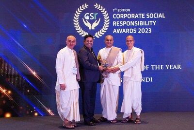 ISKCON Bhiwandi is awarded the ‘Most committed NGO of the Year’ at CSR Summit & Awards - 2023