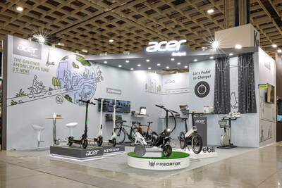 Acer Gadget unveils the Predator Extreme motorbike-like eScooter at Taipei Cycle 2023, demos eKinekt BD 3 Bike Desk and launches eco-apparel line