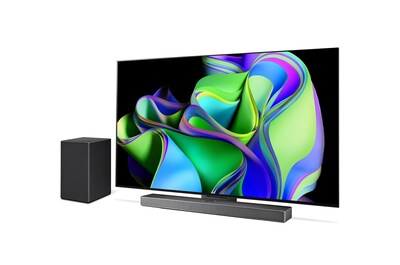 An ideal enhancement, LG's Sound Bar C ships with LG's Synergy Bracket, designed exclusively for LG OLED C Series TVs, creating a visually harmonious aesthetic while delivering an optimal sound experience. (PRNewsfoto/LG Electronics USA)