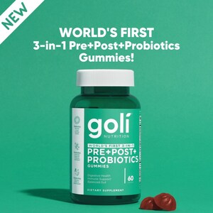 Goli® Nutrition Announces Launch of the World's First 3-in-1 Pre+Post+Probiotics Gummy