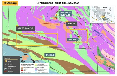 Figure 2: Upper Camflo and Orion Drilling Areas (CNW Group/O3 Mining Inc.)