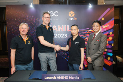 From Left to Right: Onno Bos, International Partnership Director of AMS-IX; Ruben van den Brink, Chief Technology Officer of AMS-IX; Cliff Tam, Senior Vice President, Global Data Strategy & Operations, International Business of HGC; Michael De Castro, President of HGC Philippines