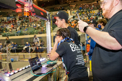 NASA-sponsored students compete in the 2022 FIRST Robotics Buckeye Regional Competition at the Wolstein Center.