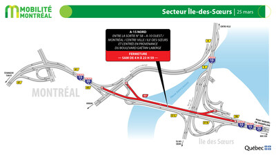 Secteur Île-des-Soeurs, 25 mars (Groupe CNW/Ministère des Transports et de la Mobilité durable)
