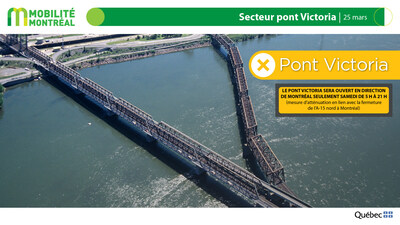 Secteur pont Victoria, 25 mars (Groupe CNW/Ministère des Transports et de la Mobilité durable)