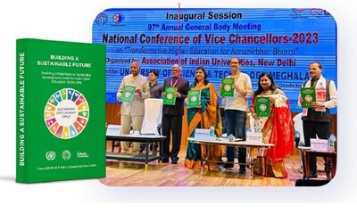  Former President Mr Ram Nath Kovind releasing a joint publication by Shoolini University and the Association of Indian Universities (AIU) along with Shoolini University Vice Chancellor Prof Atul Khosla in Shillong, Meghalaya.