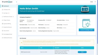 BryteBridge Home Page Welcome Nonprofit Compliance Platform.