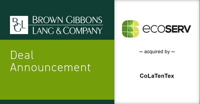 Brown Gibbons Lang & Company (BGL) is pleased to announce the sale of Ecoserv, LLC (Ecoserv) to CoLaTenTex, LLC, a private investment firm. BGL's Environmental & Industrial Services investment banking team served as the exclusive financial advisor to Ecoserv in the transaction. The specific terms of the transaction were not disclosed.