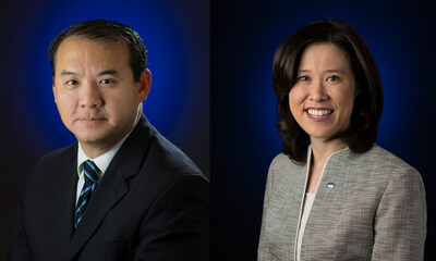 Pictured left to right: NASA’s Stephen Shih and Elaine Ho. CREDITS: NASA