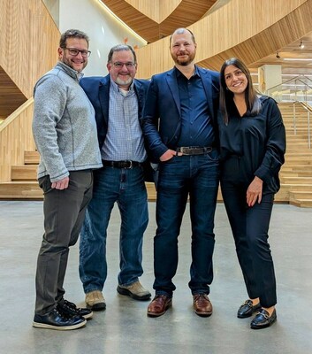 Thread leadership gather in Canada to support the expansion news. Pictured: Founder and CEO Josh Riedy, Founder and COO Jim Higgins, President Adam Serblowski, and Technical Recruiter Jenn Dean.