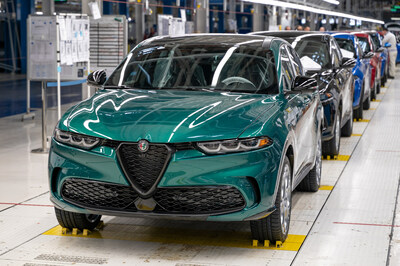 2024 Alfa Romeo Tonale at initial quality review in the Pomigliano manufacturing plant in Italy. Car color is Verde Fangio.