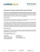 LUNDIN GOLD FILES UPDATED TECHNICAL REPORT FOR FRUTA DEL NORTE (CNW Group/Lundin Gold Inc.)