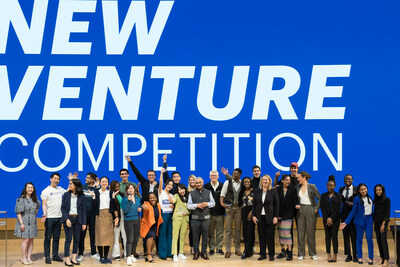 All of the finalists for the 26th annual New Venture Competition enjoy a moment on stage. Photo courtesy Susan Young.