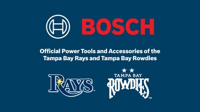 Bosch Power Tools becomes the official power tools, power tool accessories, and measuring tools for both the Tampa Bay Rays and Tampa Bay Rowdies franchises.