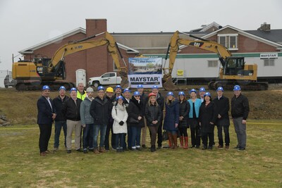 Members of the Pickering College Board of Directors, Head of School, Diamond Schmitt Architects Inc. and Maystar General Contractors were on hand to celebrate at the Construction Kick Off Event on March 31. (CNW Group/Pickering College)