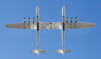 Stratolaunch's Roc launch aircraft takes off from Mojave Air and Space Port on its tenth flight and third captive carry with the Talon-A separation test vehicle, TA-1, on April 1, 2023. Credit: Stratolaunch/Matt Hartman