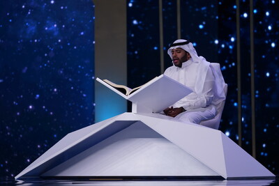 The Saudi contestant Abdulaziz Al-Faqih reciting Quran in Otr Elkalam show in Saudi Arabia.