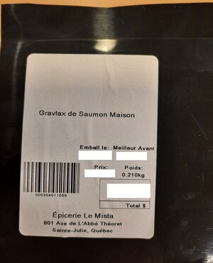 Avis de ne pas consommer de gravlax de saumon vendu par l'entreprise Épicerie Le Mista inc.