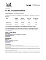 CU INC. ELIGIBLE DIVIDENDS (CNW Group/CU Inc.)