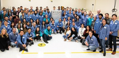 Illumina CEO Francis deSouza visits employees at Illumina's manufacturing facility in Hayward, Calif. earlier this year, to celebrate the first shipment of the NovaSeq X.