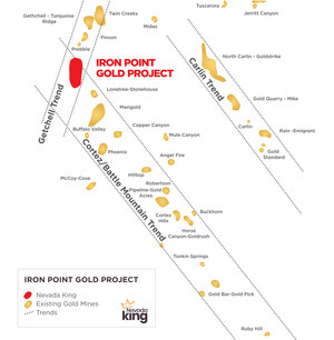 NEVADA KING INTERSECTS LOWER PLATE HOSTED CARLIN TYPE GOLD AT ITS IRON POINT PROJECT, BATTLE MOUNTAIN TREND, NEVADA