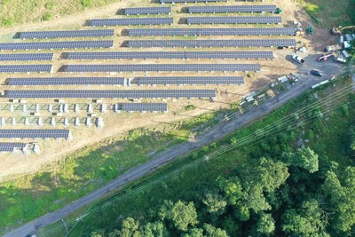 Boro of Hopatcong Solar Project, another AC Power and NJR Partnership, seen here under construction. It is currently generating clean power for the local community.
