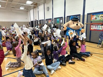 WXYZ’s book give away at Pepper Elementary School in Oak Park, Michigan on April 4.