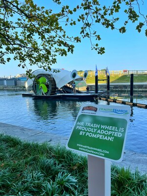 Pompeian, Inc. adopts Trash Wheels for third year in a row in partnership with Waterfront Partnership of Baltimore.
