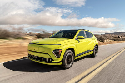 The 2024 Kona Electric is photographed near Yucca Valley, Calif., on Mar. 15, 2023. (v)