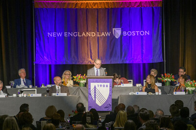 Massachusetts Judicial Court Associate Justice David A. Lowy addresses attendees at New England Law's Law Day banquet.