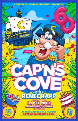 Cap’n Crunch is inviting fans to the Palm Springs desert for his epic 60th birthday bash dubbed “Cap’n’s Cove!