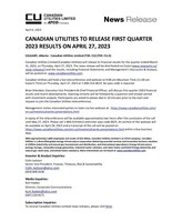 CANADIAN UTILITIES TO RELEASE FIRST QUARTER 2023 RESULTS ON APRIL 27, 2023