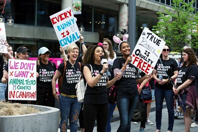 Cruelty free beauty activists with The Body Shop making their voices heard in Ottawa