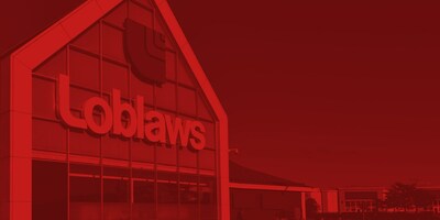 Exterior of a Loblaws building in red gradient (CNW Group/Unifor)