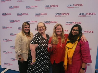 DM Clinical Research was named the 2023 Best Clinical Trial Network at the Vaccine Industry Excellence Awards. Pictured with the award during the World Vaccine Congress Washington are (from left) DM Clinical Research staff Sarah Boyer, Associate Regional Director; Patty Gloyd, Business Development Manager; Lisa Bjornestad, Vice President, Clinical Operations and Growth; and Shivani Shah, Executive Director, Clinical Operations.