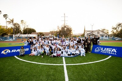 LOS ANGELES RAMS HOST FINAL GIRL’S’ FLAG FOOTBALL CLINIC AT BOYS & GIRLS CLUBS OF METRO LOS ANGELES TO MARK THE END OF THEIR WOMEN’S HISTORY MONTH CELEBRATION. PHOTO CREDIT: Los Angeles Rams