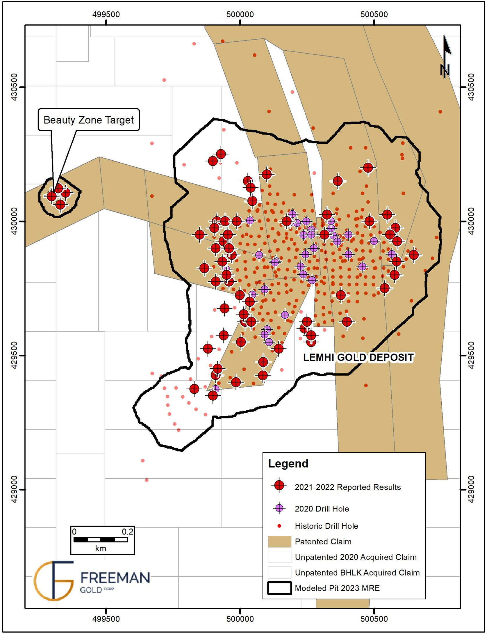 Figure 1. 2023 Open Pit Resource (0.35 g/t Au cutoff and $1,750 gold) (CNW Group/Freeman Gold Corp.) Figure 1. 2023 Open Pit Resource (0.35 g/t Au cutoff and $1,750 gold) (CNW Group/Freeman Gold Corp.)