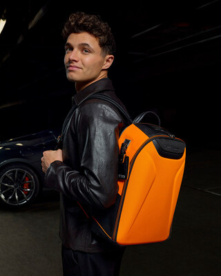 McLaren F1 driver, Lando Norris, with limited-edition Velocity Backpack