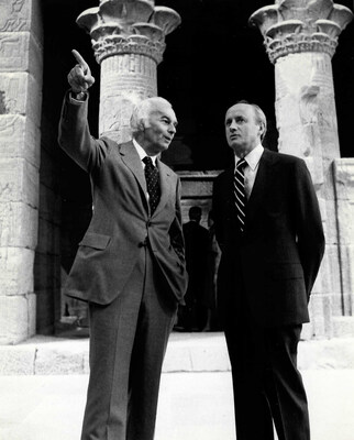 John Dinkeloo and Kevin Roche at the Temple of Dendur at The Met, NYC, circa 1976.