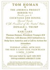 Join us for a meaningful and impactful evening hosted by Tom Homan and The America Project, with special guest Kari Lake, as we come together for a fundraiser dedicated to supporting the security of our borders and providing assistance to the J6 prison families