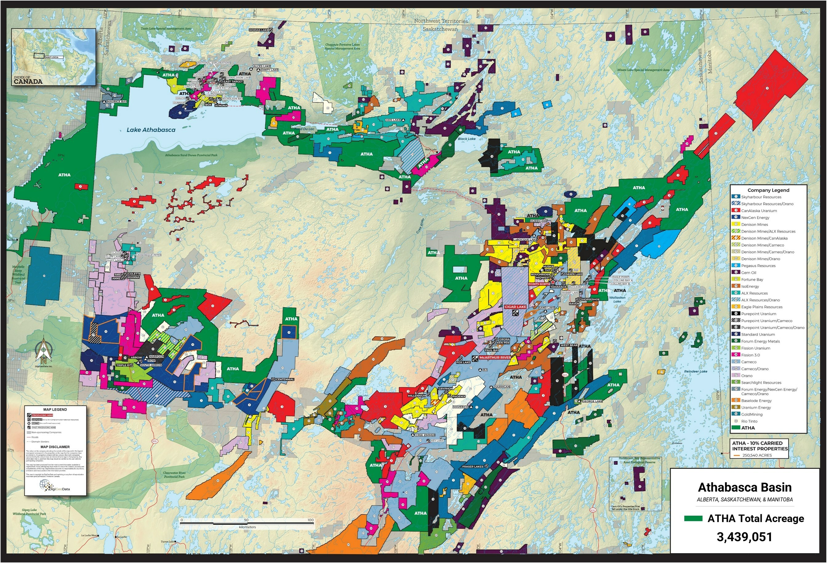 ATHA Energy Corp. Land Holdings (CNW Group/ATHA Energy Corp.) ATHA Energy Corp. Land Holdings (CNW Group/ATHA Energy Corp.)