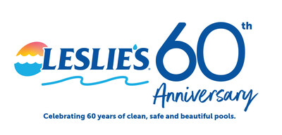 In recognition of its 60th anniversary, Leslie’s created a commemorative logo celebrating 60 years of clean, safe and beautiful pools.