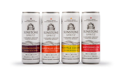 The Sunstone Spritztm sparkling cannabis-infused beverage offers 5 milligrams of activated THC and is available in 4 flagship flavors:  Peach-Passion Fruit, Grapefruit Orange, Pineapple Coconut, and Watermelon.