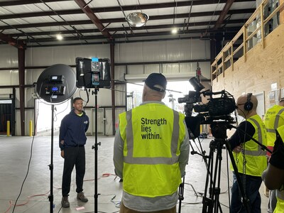 U.S. Army Veteran and US LBM Inventory Controller Zamar Wright (left) is interviewed for an episode of Military Makeover: Operation Career® airing on Lifetime TV on Friday, April 14 at 7:30 a.m. ET.