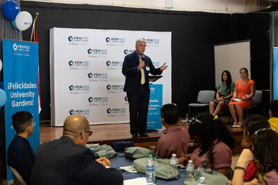 PenFed EVP of Member Operations Jamie Gayton speaks to students at University Gardens High School in San Juan, Puerto Rico during the PenFed and EVERFI financial literacy event.