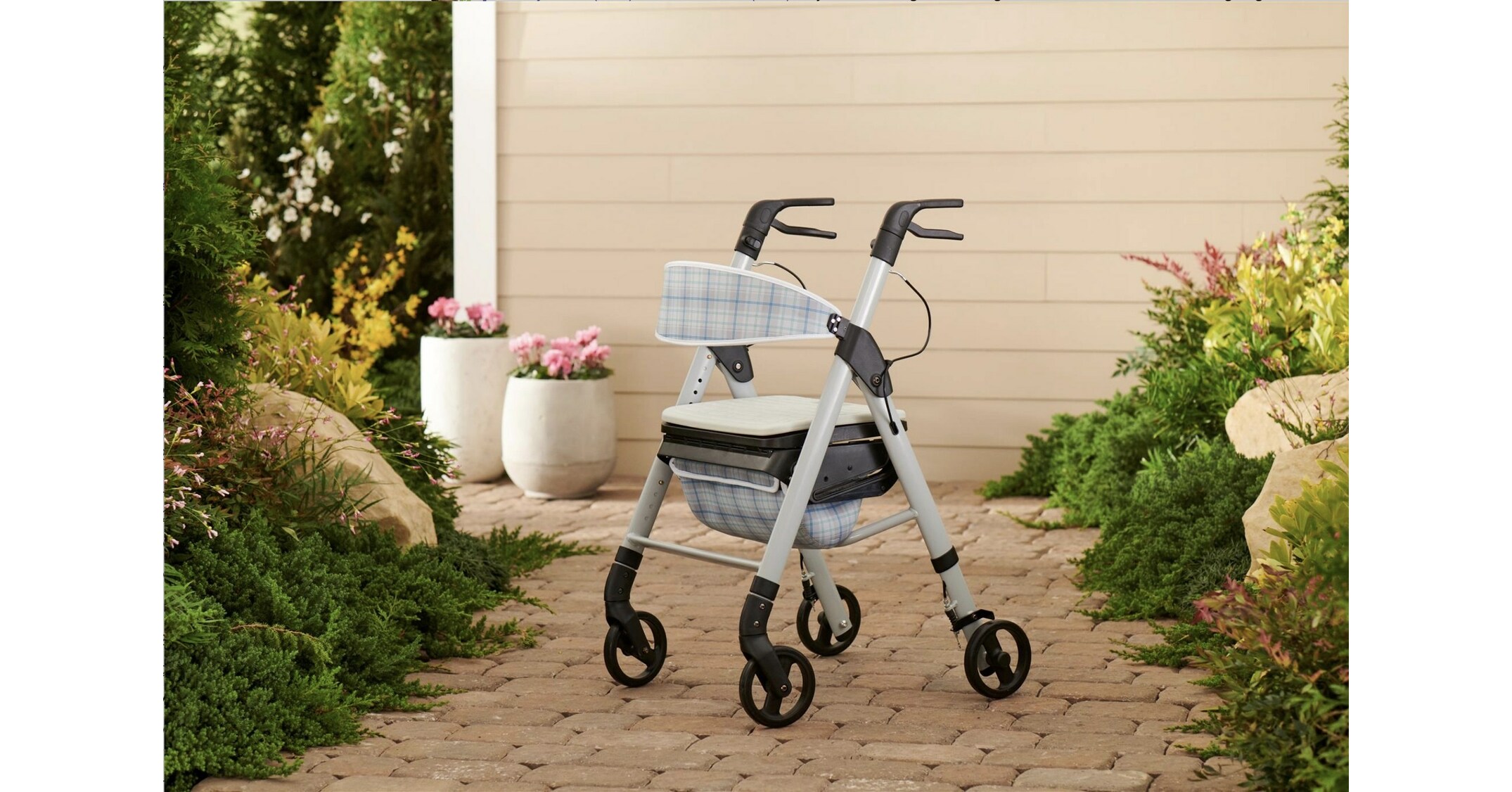 Medline Momentum Rollator Folding Walker with Seat Cushion