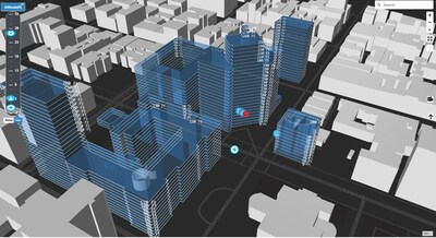 Caption: Example of z-axis coordinates plotted on a 3D building map by Ecopia and NextNav.