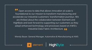 Element and HighByte Announce Partnership, Launch Solution Based on AWS's Industrial Data Fabric Architecture