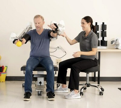 Harmony SHR™ is an upper extremity robotic rehabilitation system that works with a patient’s scapulohumeral rhythm (SHR) to enable natural, comprehensive therapy for both arms.  As an upper extremity exercise device, Harmony SHR may assist in the treatment of upper body movement impairments, including: neurological injury, neuromuscular disease, musculoskeletal disease, musculoskeletal rehabilitation post-procedure (rotator cuff tear, etc.), and upper limb prosthetic/transplant rehab.
