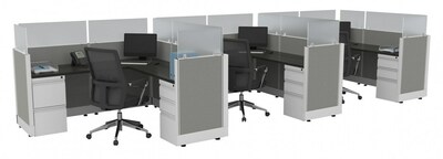 3 Person Cubicle with Frosted Glass Dividers by Office Star